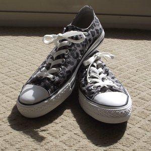 Gray Cheetah Print Converse Low Tops